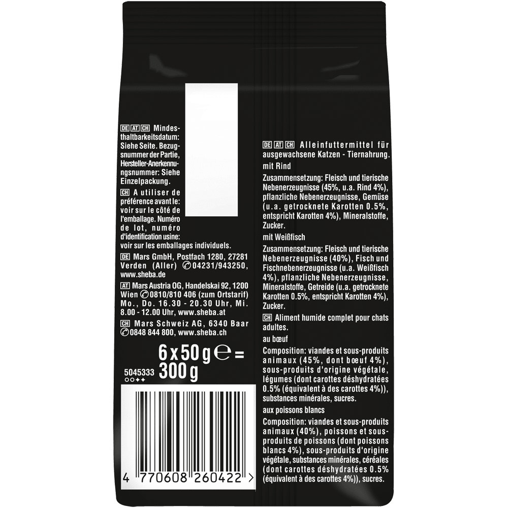 SHEBA® Fresh Cuisine Taste of Paris Rind, Weißfisch MSC & Hühnerleber in Sauce, 6 x 50g - 2
