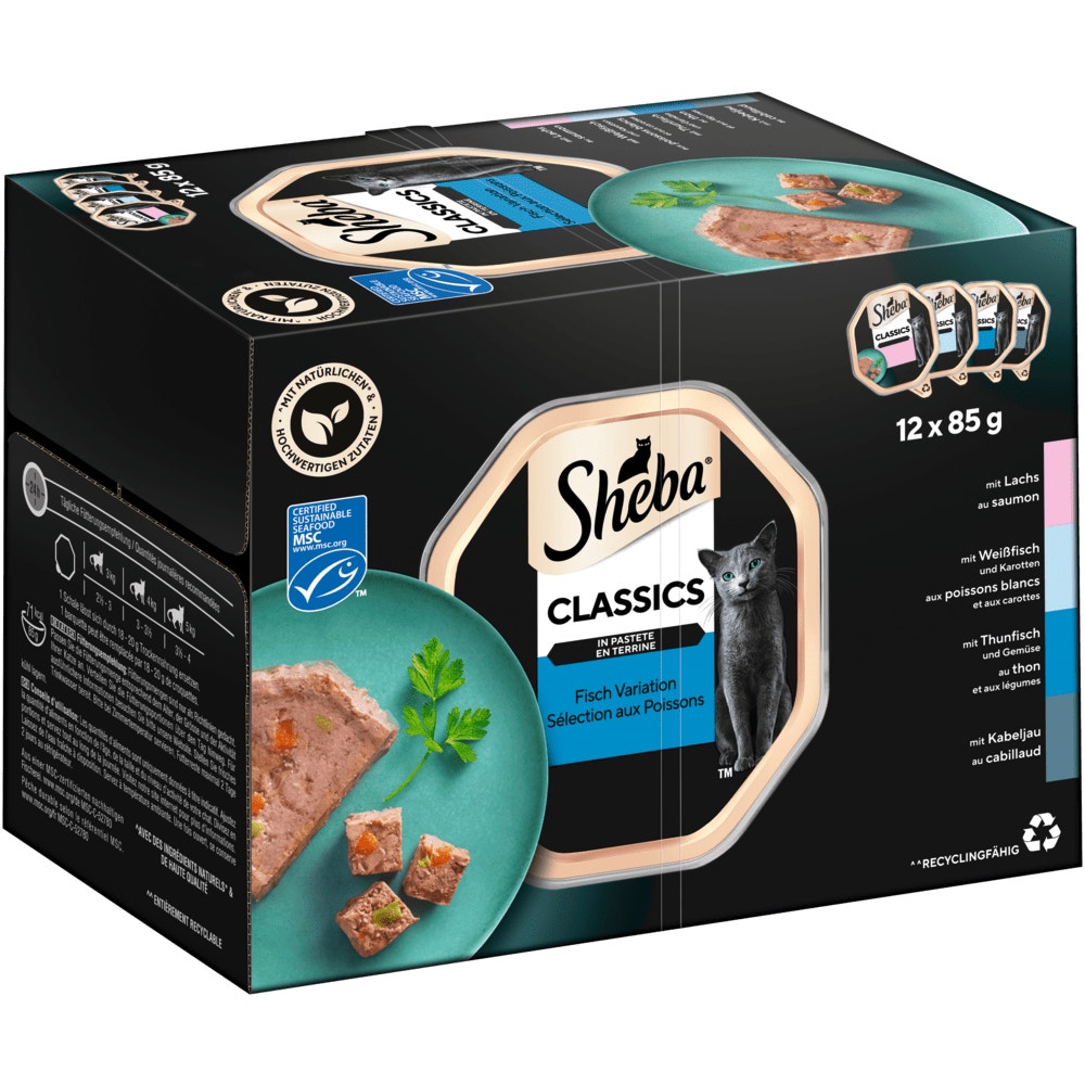 SHEBA® Classics Fisch Variation MSC in Pastete, Schale 12 & 32 x 85g - 1