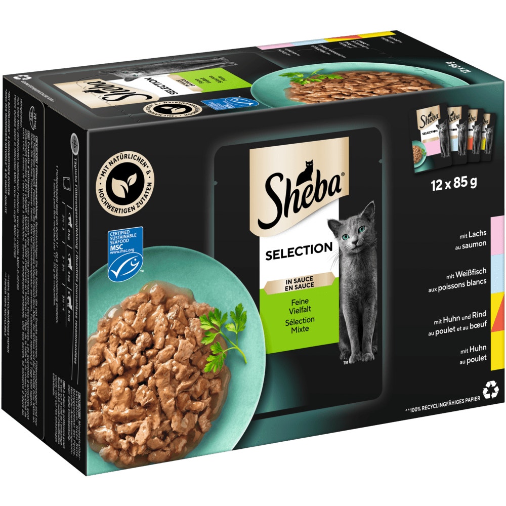 SHEBA® Selection Feine Vielfalt in Sauce, Portionsbeutel 12 & 24 x 85g - 1