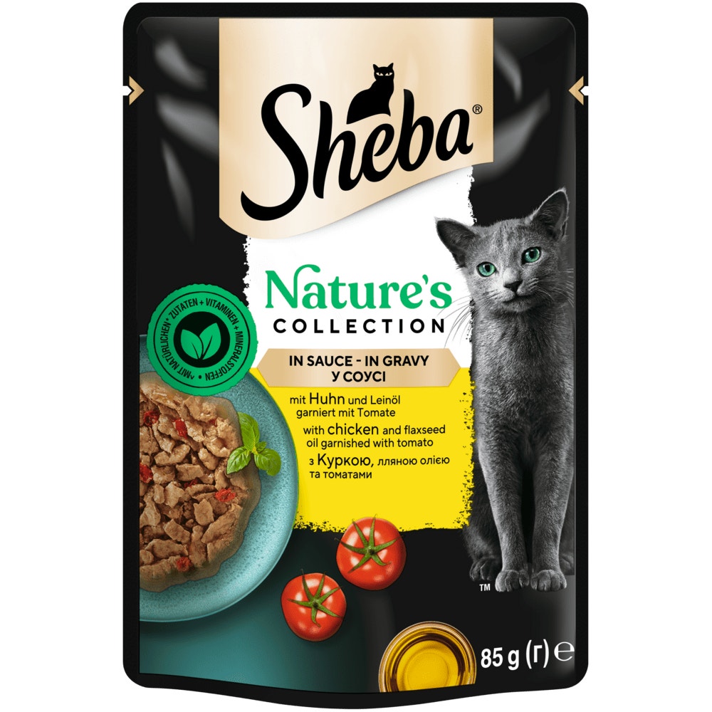 SHEBA® Nature's Collection Huhn & Leinöl garniert mit Tomate in Sauce, 85g - 1