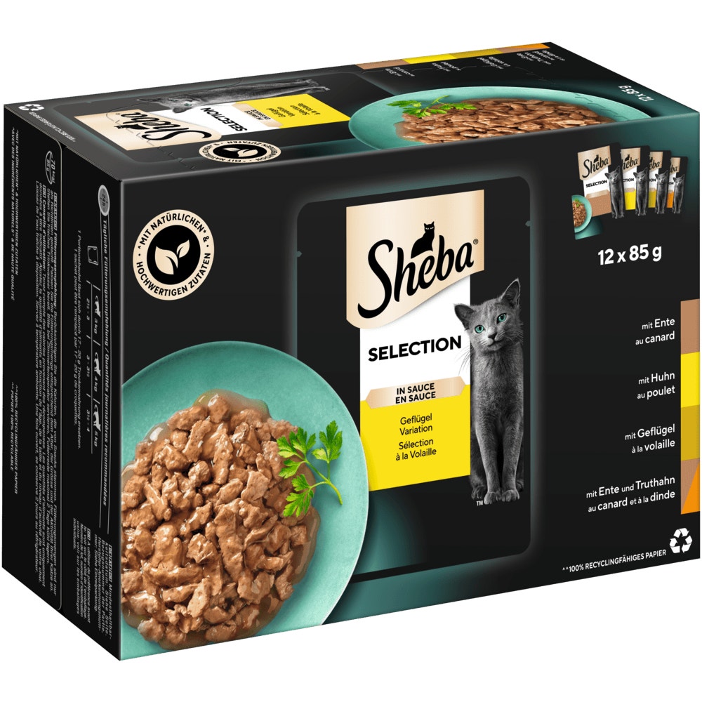 SHEBA® Selection Geflügel Variation in Sauce, Portionsbeutel 12, 24, 40 & 60 x 85g - 1
