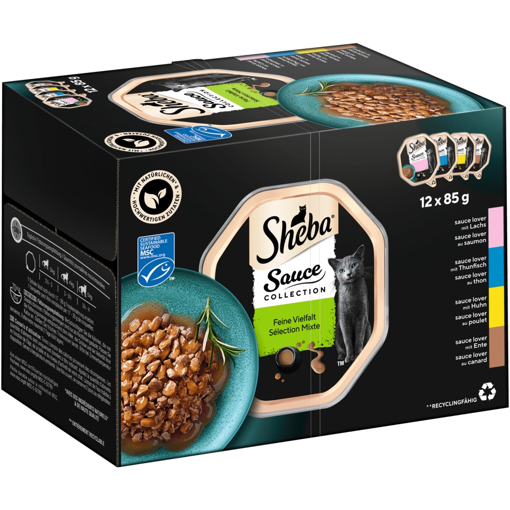 SHEBA® Sauce Collection Feine Vielfalt MSC in Sauce, Schale 12 & 32 x 85g - 1