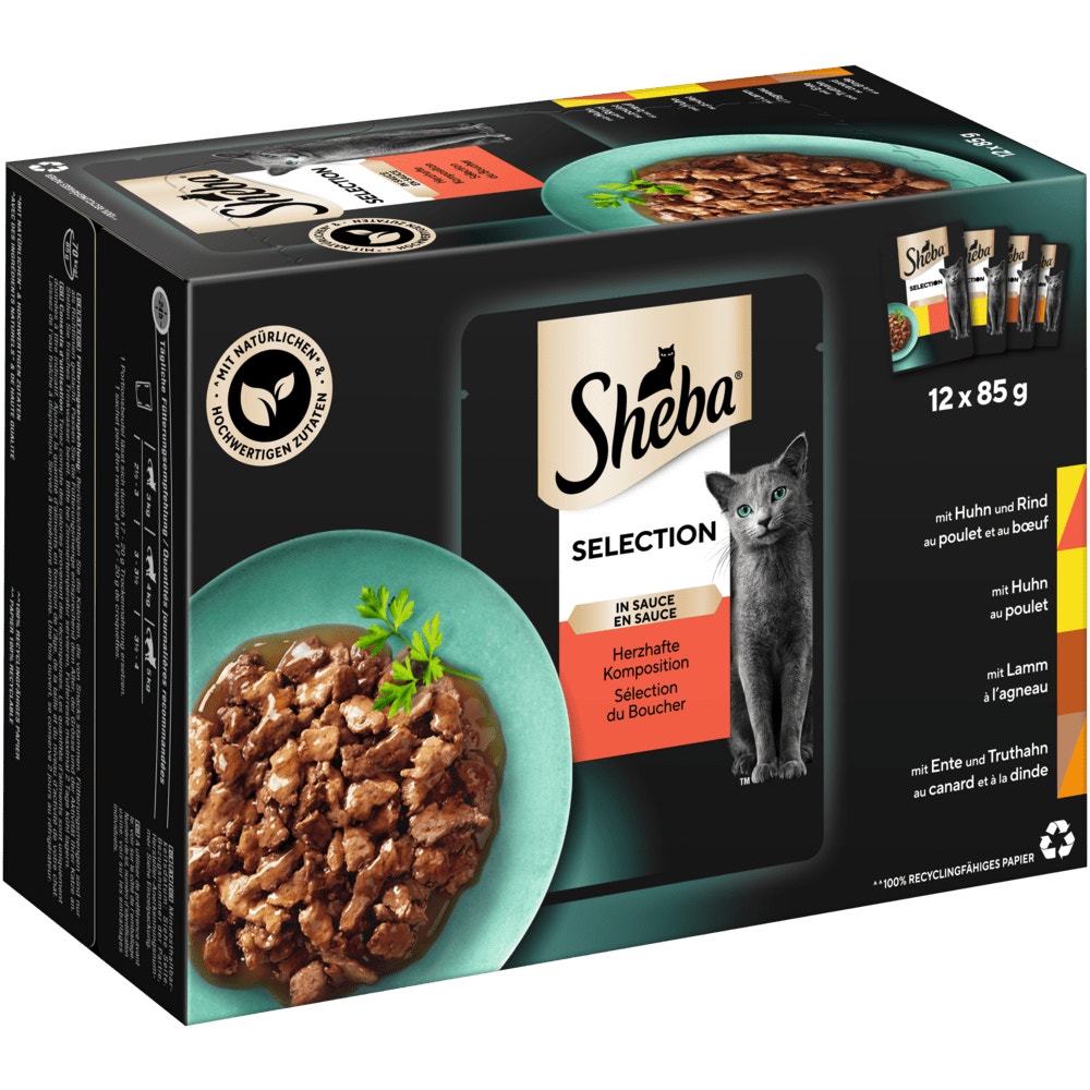 SHEBA® Selection Herzhafte Komposition in Sauce, 12 x 85g - 1
