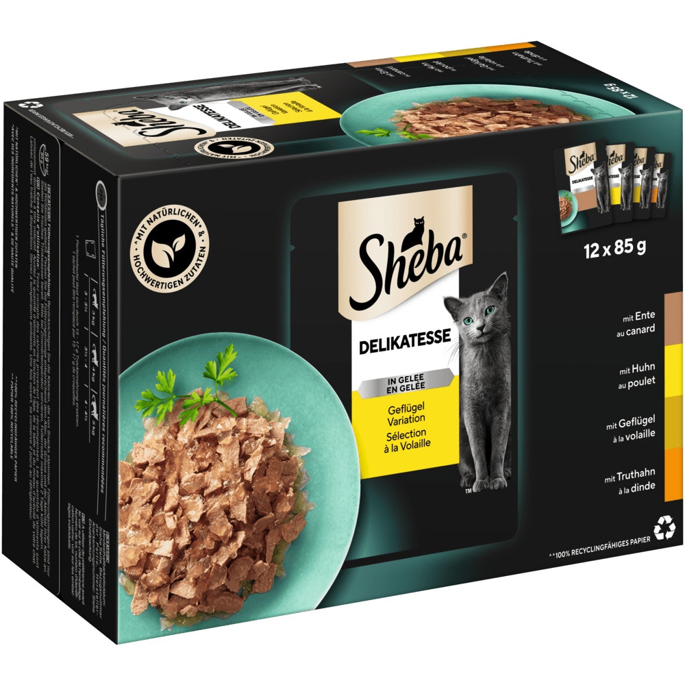 SHEBA® Delikatesse Geflügel Variation in Gelee, Portionsbeutel 12, 24, 40 & 80 x 85g - 1