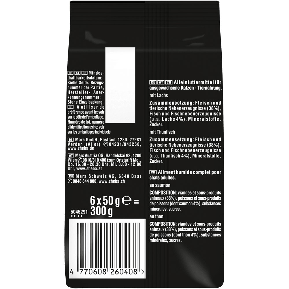 SHEBA® Fresh & Fine, Thunfisch, Lachs & Weißfisch MSC in Gelee, Multipack 6 x 50g - 2