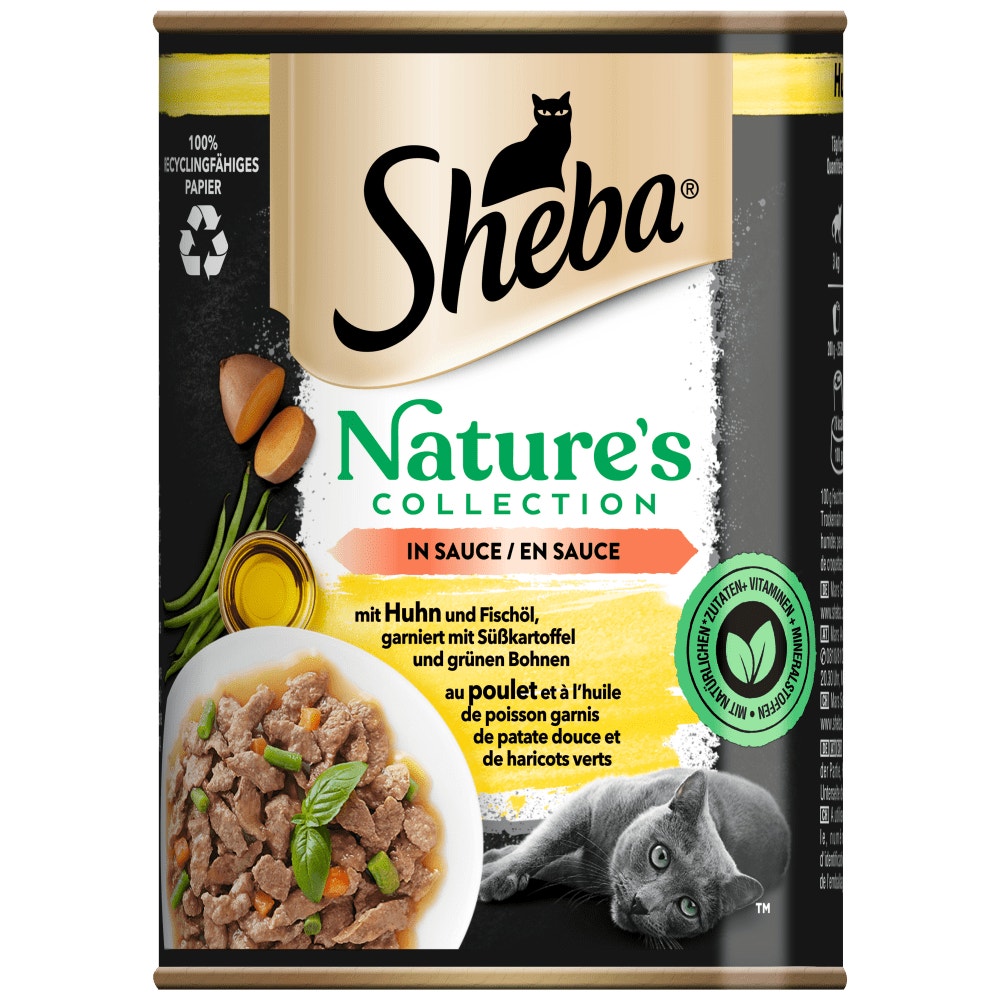 mit Huhn und Fischöl, garniert mit Süßkartoffel und grünen Bohnen in Sauce 400g - Nature's Collection - 1