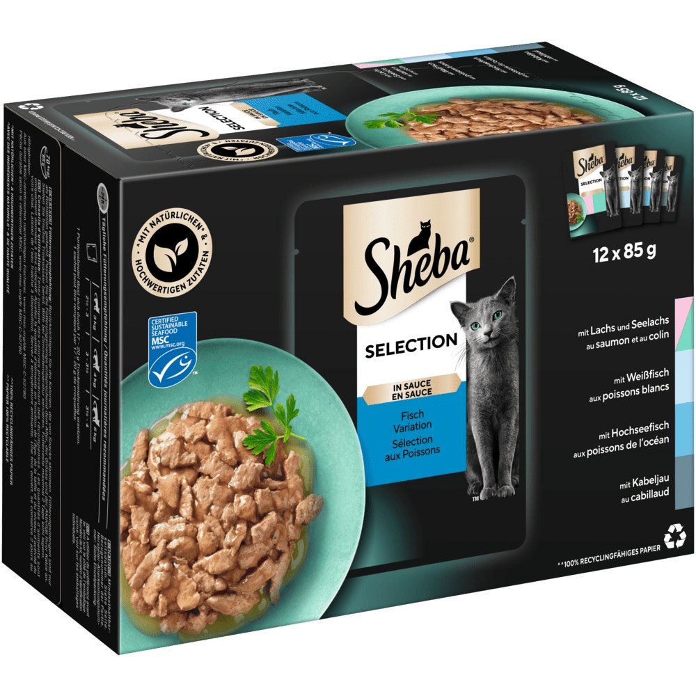 SHEBA® Selection Fisch Variation MSC in Sauce, 12 x 85g - 1