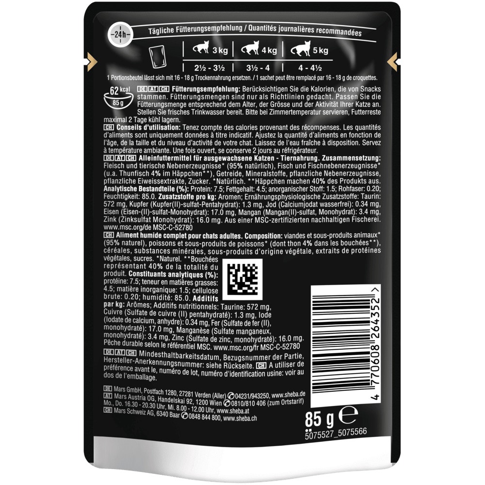 SHEBA® Sauce Collection Sauce Lover Thunfisch MSC in Sauce, Portionsbeutel 85g - 2